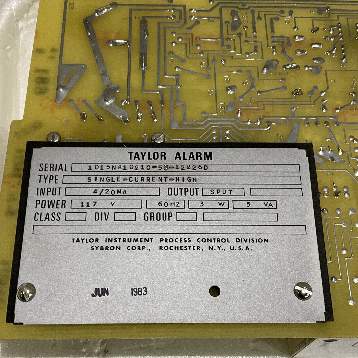 TAYLOR ALARM 1015NA10210-58-12226D SINGLE CURRENT HIGH 117 V 60 HZ 3 W 5 VA 373