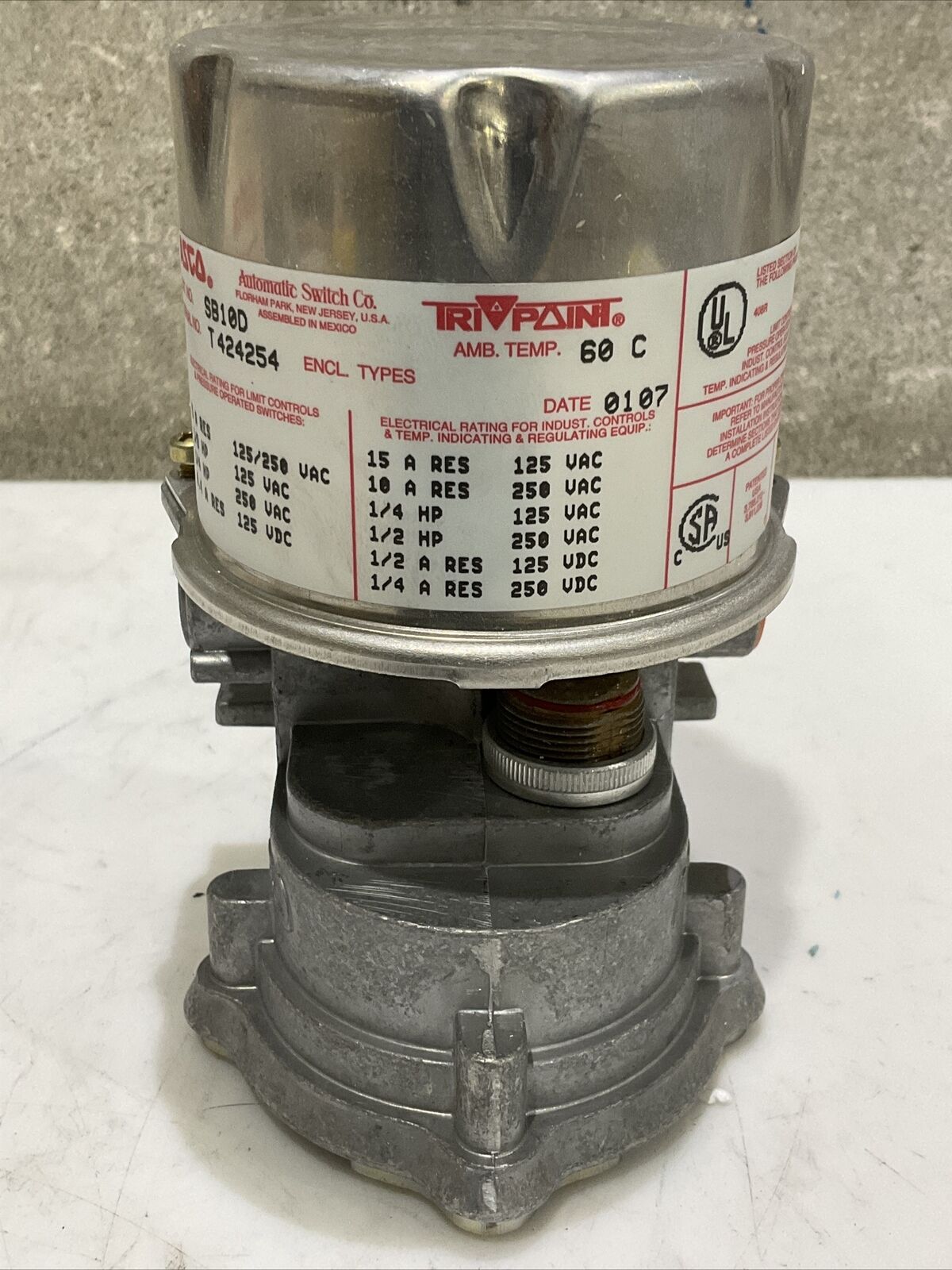 ASCO TRI POINT T 424254 SB10D T 623978 TM10A21 PRESSURE SWITCH 373