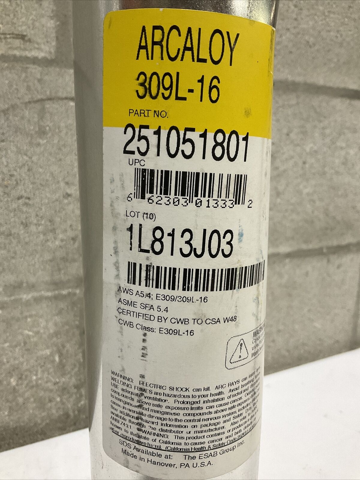 ESB ARCALOY 309L-16 251051801 ELECTRODE WELDING ROD 1/8” 10 LB 373