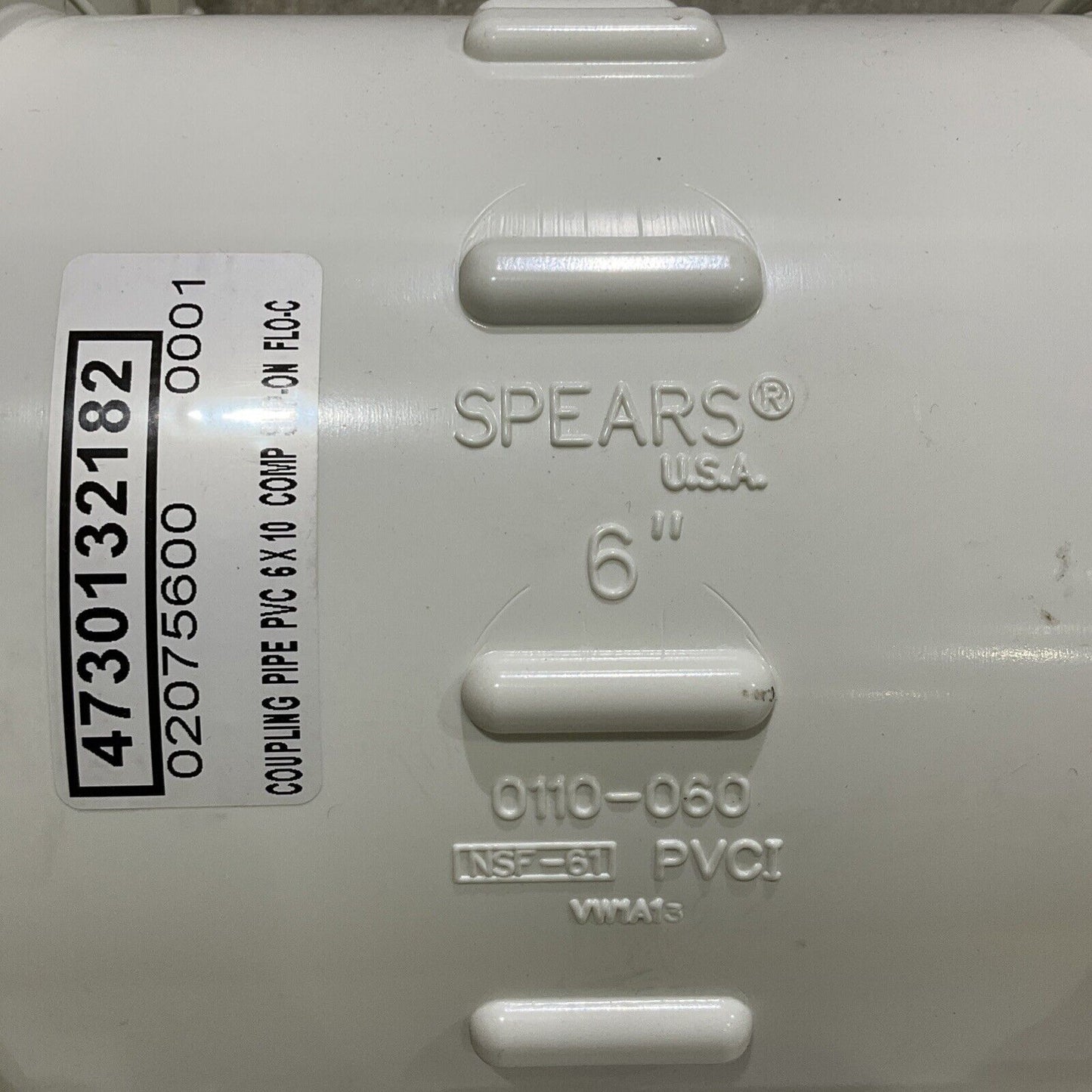 SPEARS 0110-060 PIPE COUPLING 6” X 10” PVC SLIP ON FLO-CONTROL LOT OF 2 373