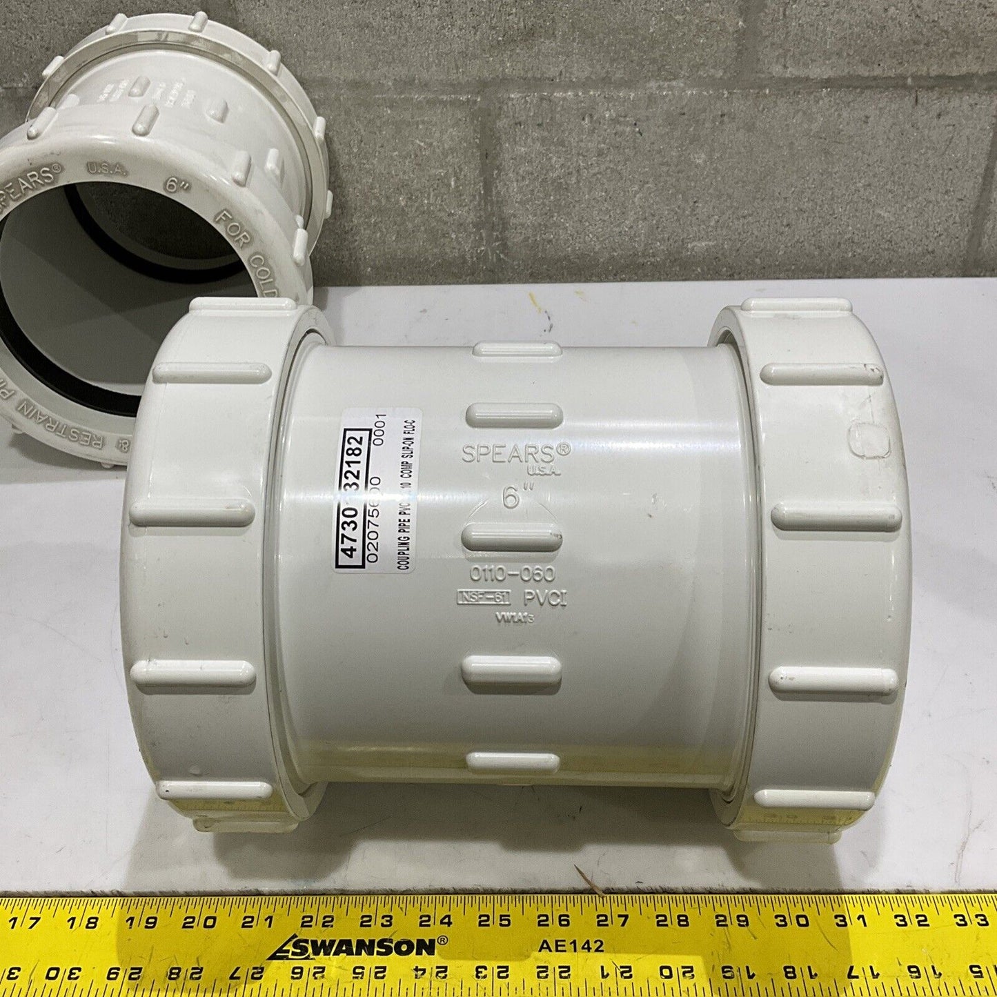 SPEARS 0110-060 PIPE COUPLING 6” X 10” PVC SLIP ON FLO-CONTROL LOT OF 2 373
