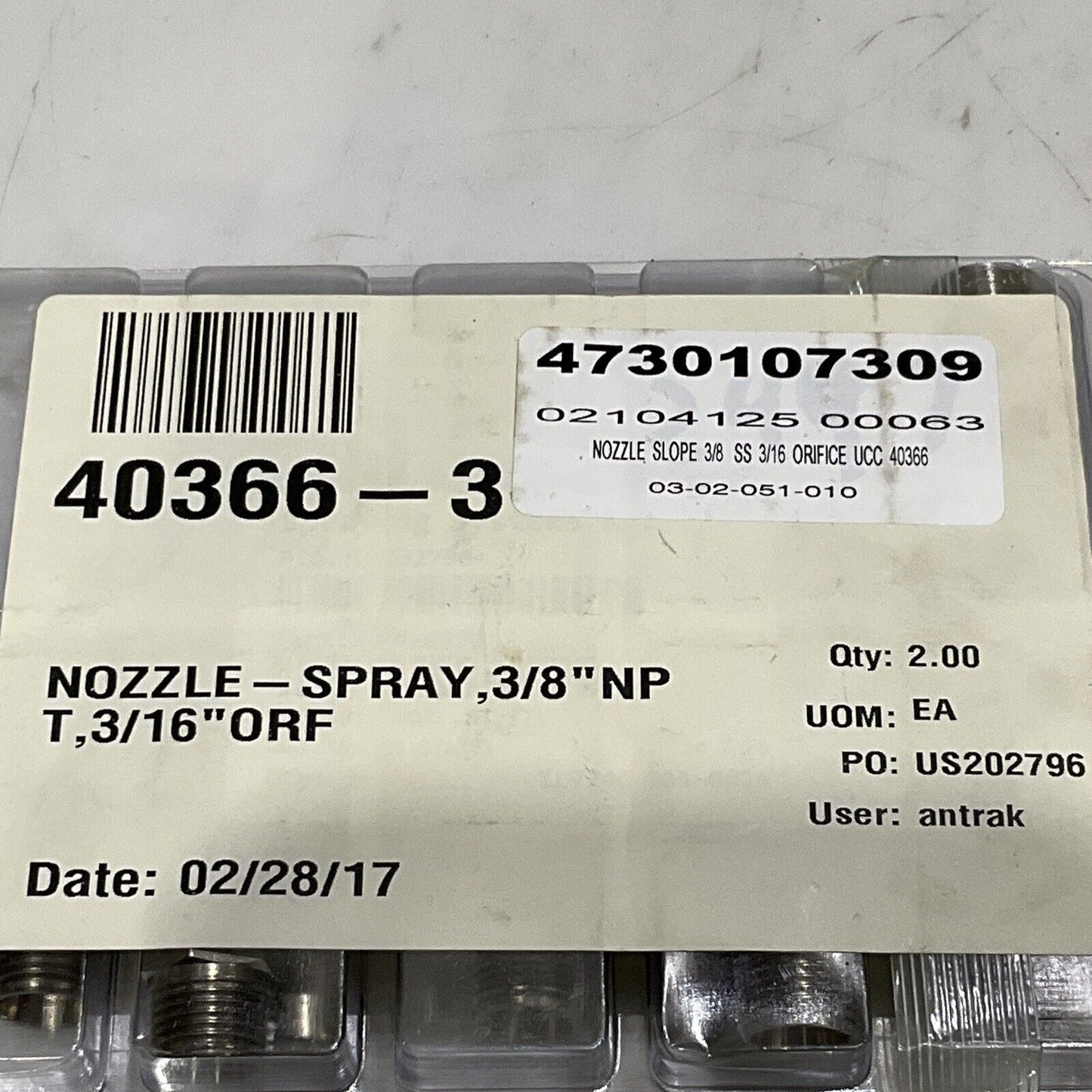 UNITED CONVEYOR CORPORATION 40366-3 SPRAY NOZZLE ASSEMBLY 3/8” LOT OF 13 373