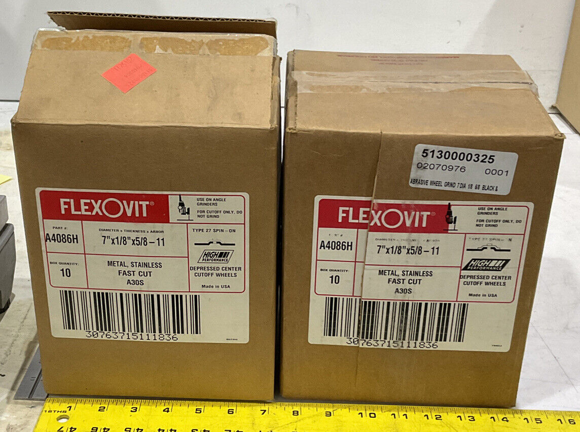 FLEXOVIT A4086H DEPRESSED CENTER CUTOFF WHEELS LOT OF 10 A3-S LOT OF 20 373