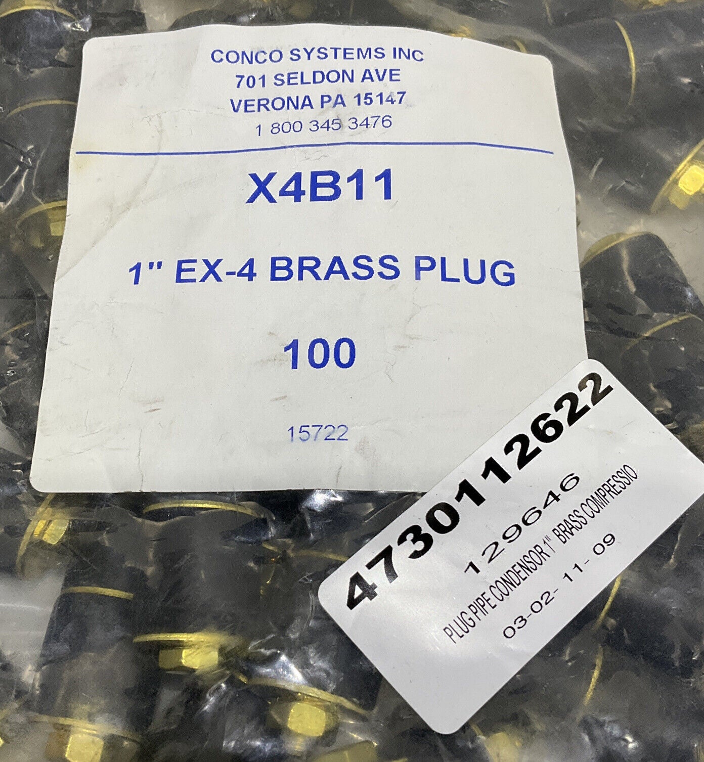 CONCO EX-4 X4B11 1” EXPANDING TUBE PLUG BRASS CONDENSOR LOT OF 100 373