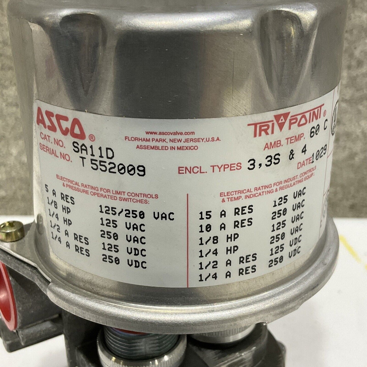 ASCO TRI-POINT SA11D T 552009 PRESSURE AND TEMPERATURE SWITCH