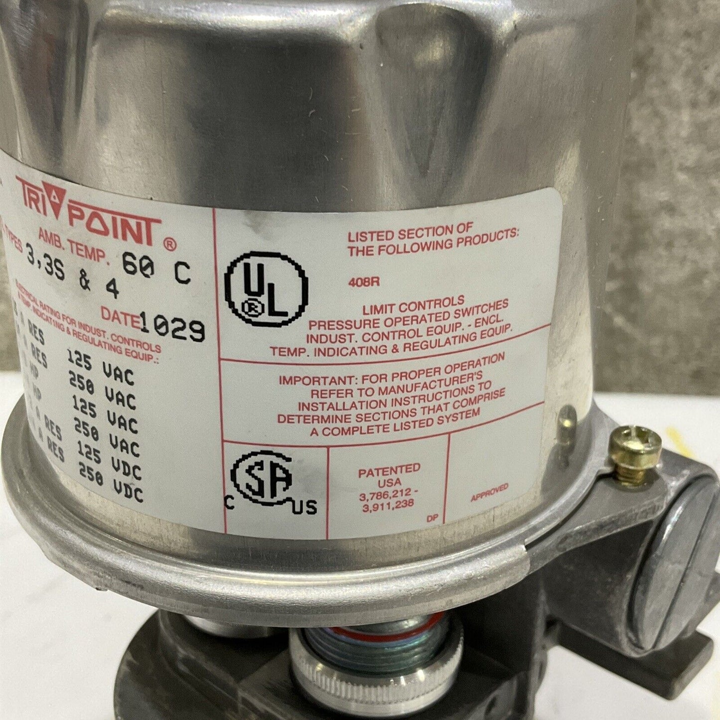 ASCO TRI-POINT SA11D T 552009 PRESSURE AND TEMPERATURE SWITCH