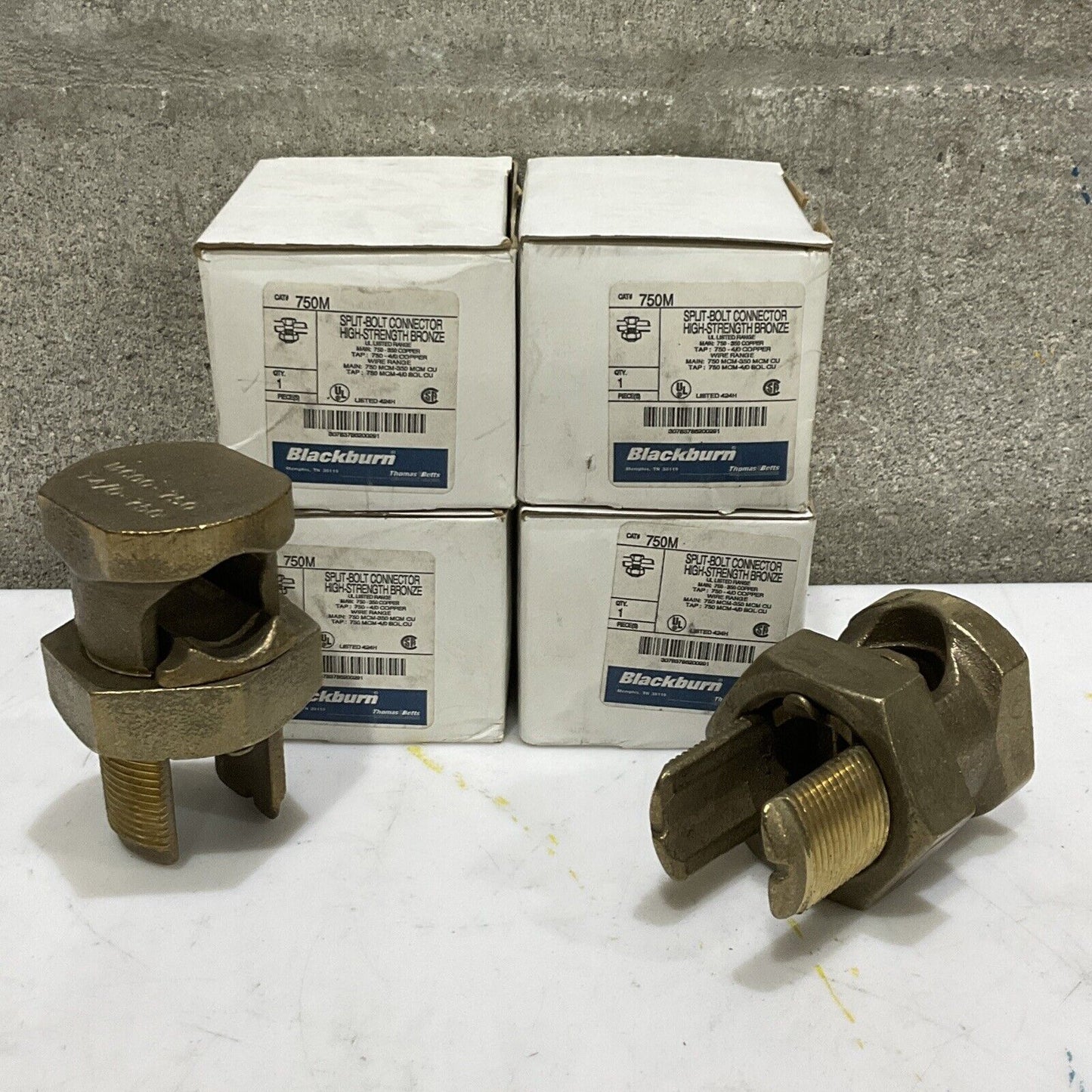 BLACKBURN 750M SPLIT-BOLT CONNECTOR HIGH-STRENGTH BRONZE LOT OF 4 373