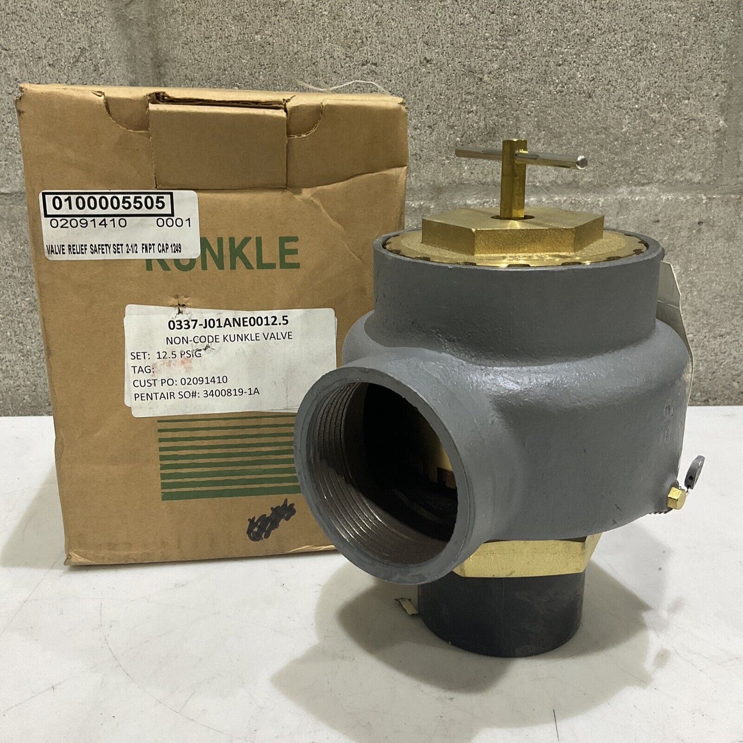 KUNKLE VALVE 0337-J01ANE 0012.5 SAFETY SET RELIEF VALVE 12.5 PSIG 2-1/2 373