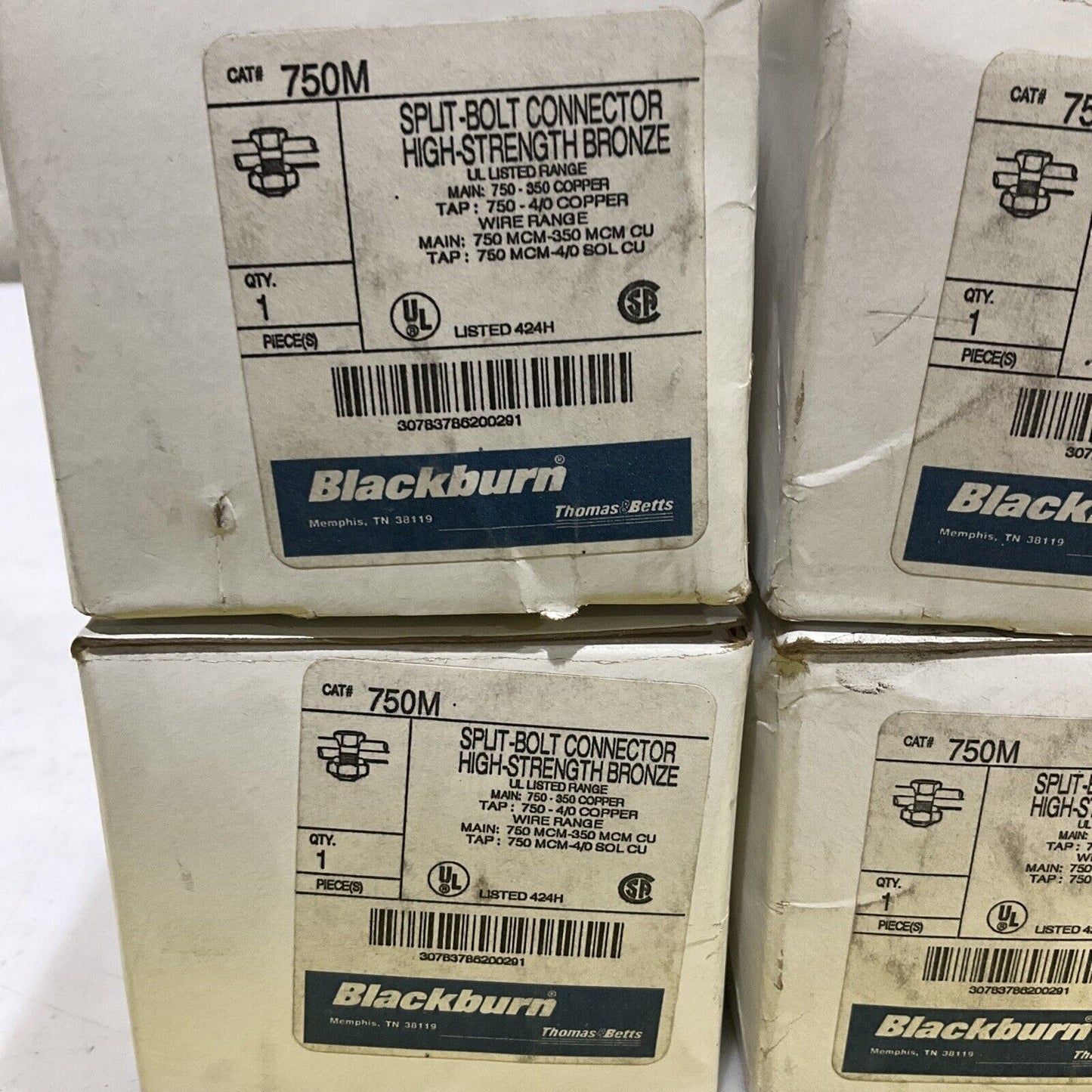 BLACKBURN 750M SPLIT-BOLT CONNECTOR HIGH-STRENGTH BRONZE LOT OF 4 373