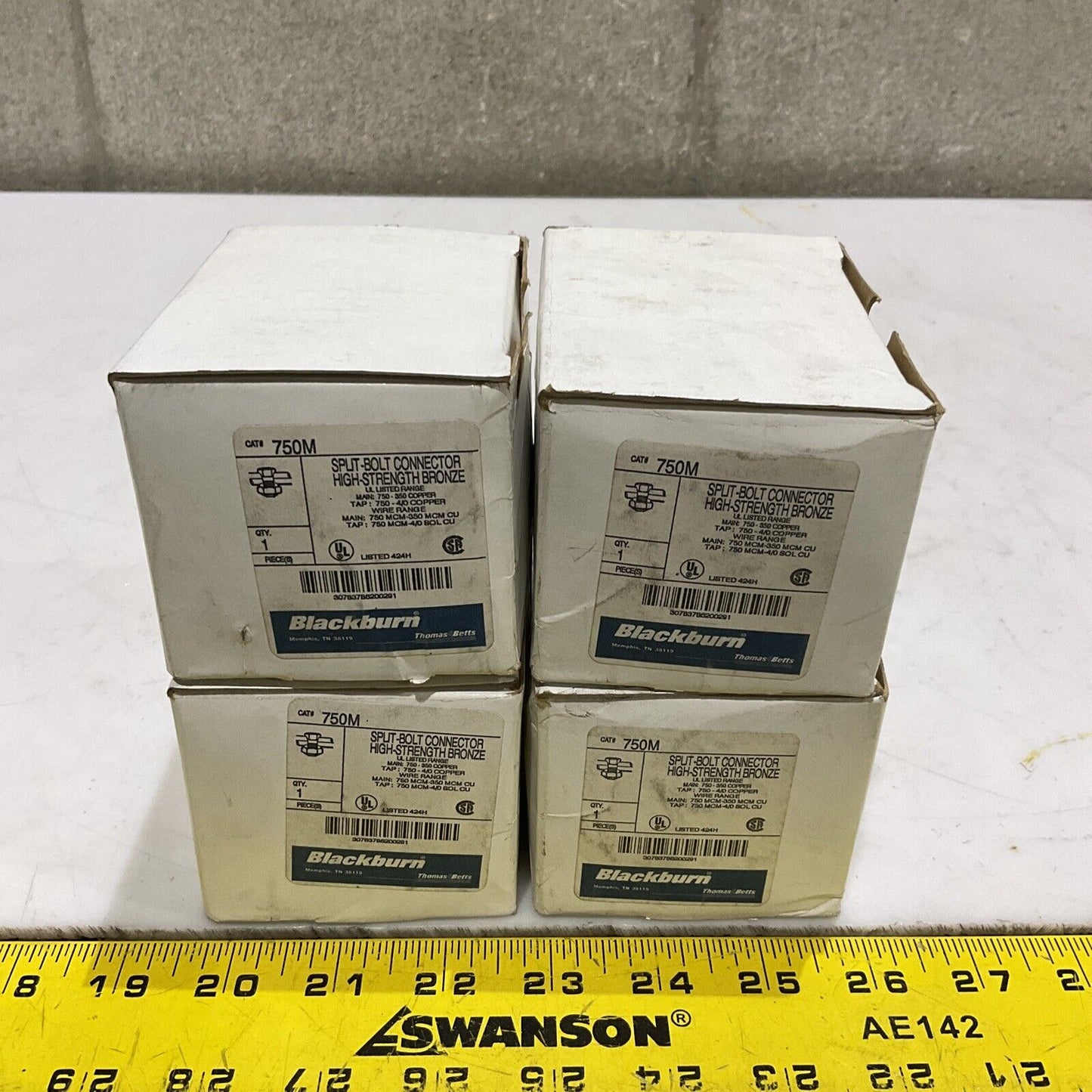 BLACKBURN 750M SPLIT-BOLT CONNECTOR HIGH-STRENGTH BRONZE LOT OF 4 373