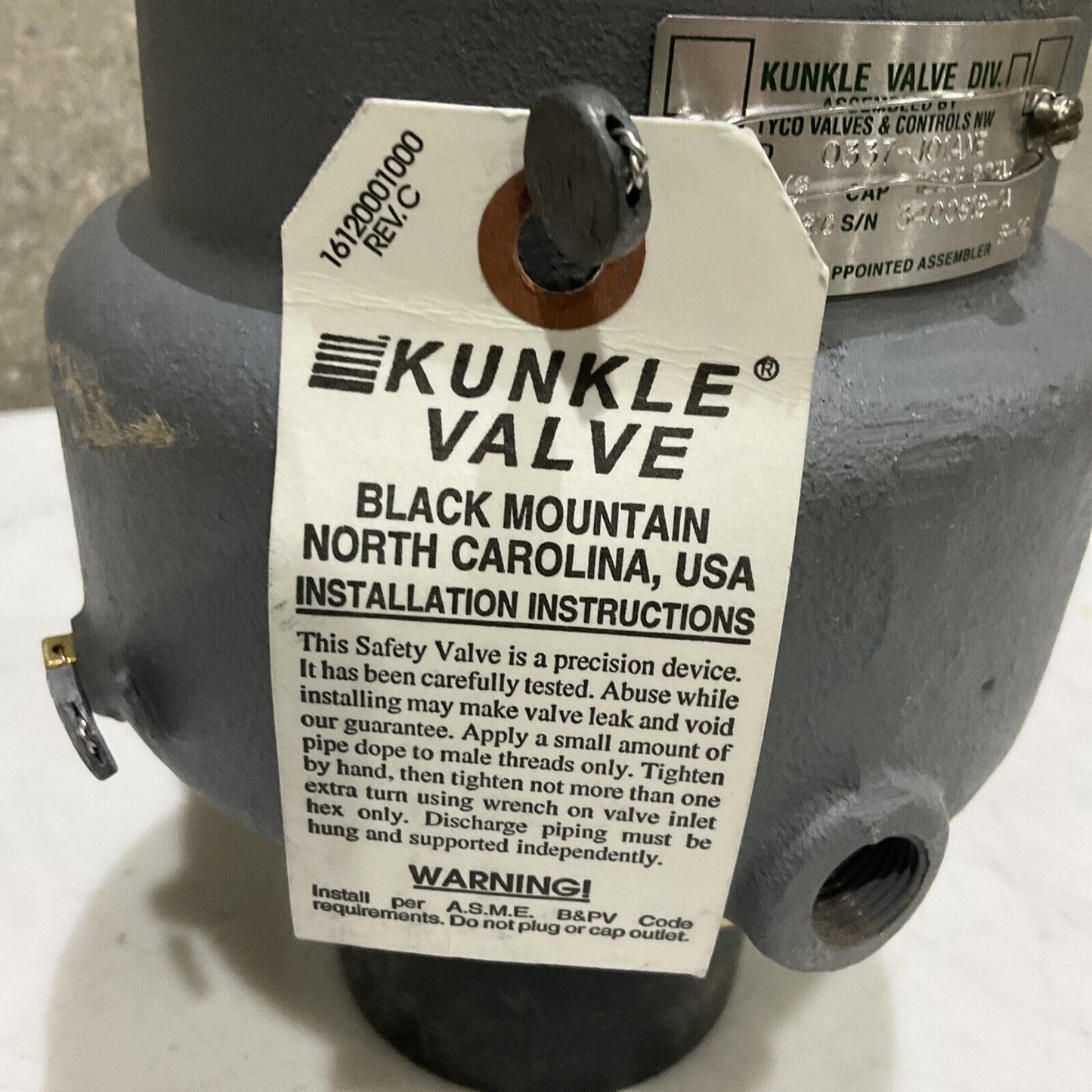 KUNKLE VALVE 0337-J01ANE 0012.5 SAFETY SET RELIEF VALVE 12.5 PSIG 2-1/2 373