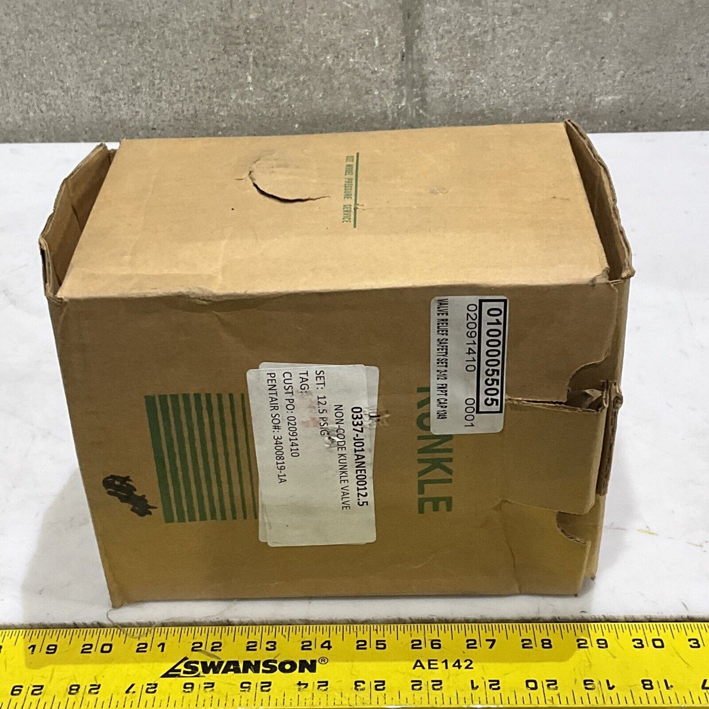 KUNKLE VALVE 0337-J01ANE 0012.5 SAFETY SET RELIEF VALVE 12.5 PSIG 2-1/2 373