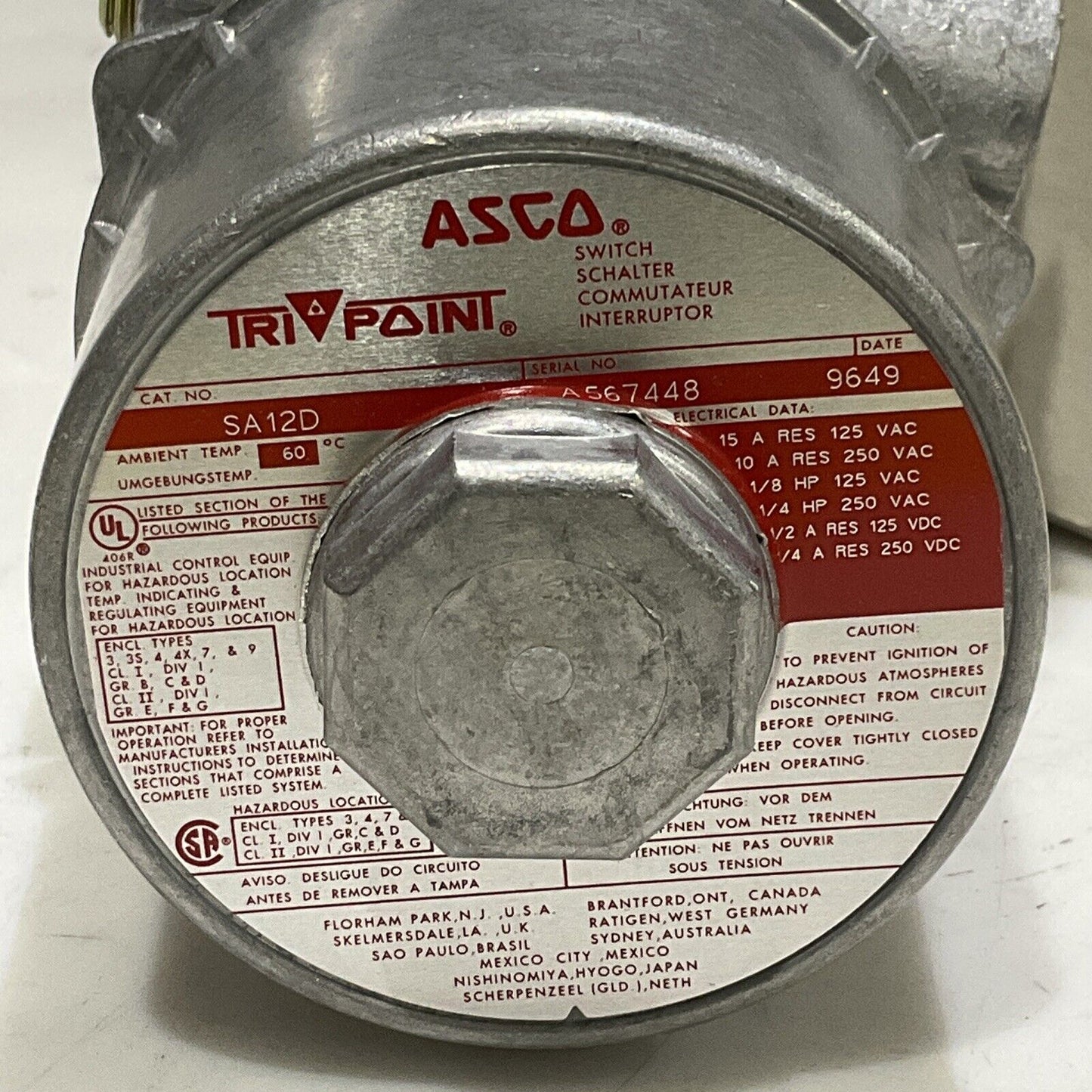 ASCO TRI-POINT A 567448 SA12D PRESSURE AND TEMPERATURE SWITCH 373
