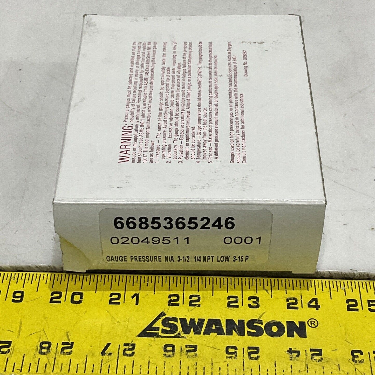 ASHCROFT 3QA52611-035 INDUSTRIAL DURALIFE GAUGE 3 1/2” TYPE 1009 3-15 LB 373
