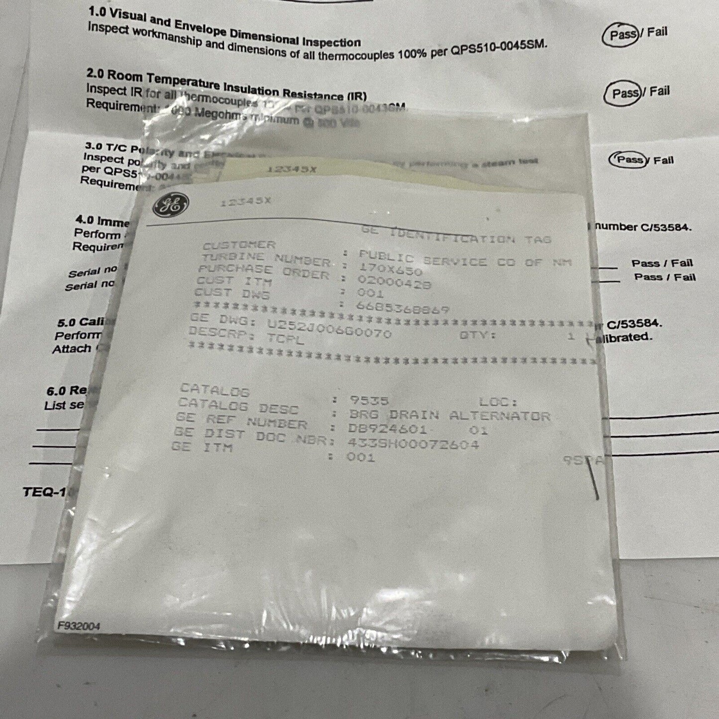 GENERAL ELECTRIC U252J006G0070 THERMOCOUPLE 373