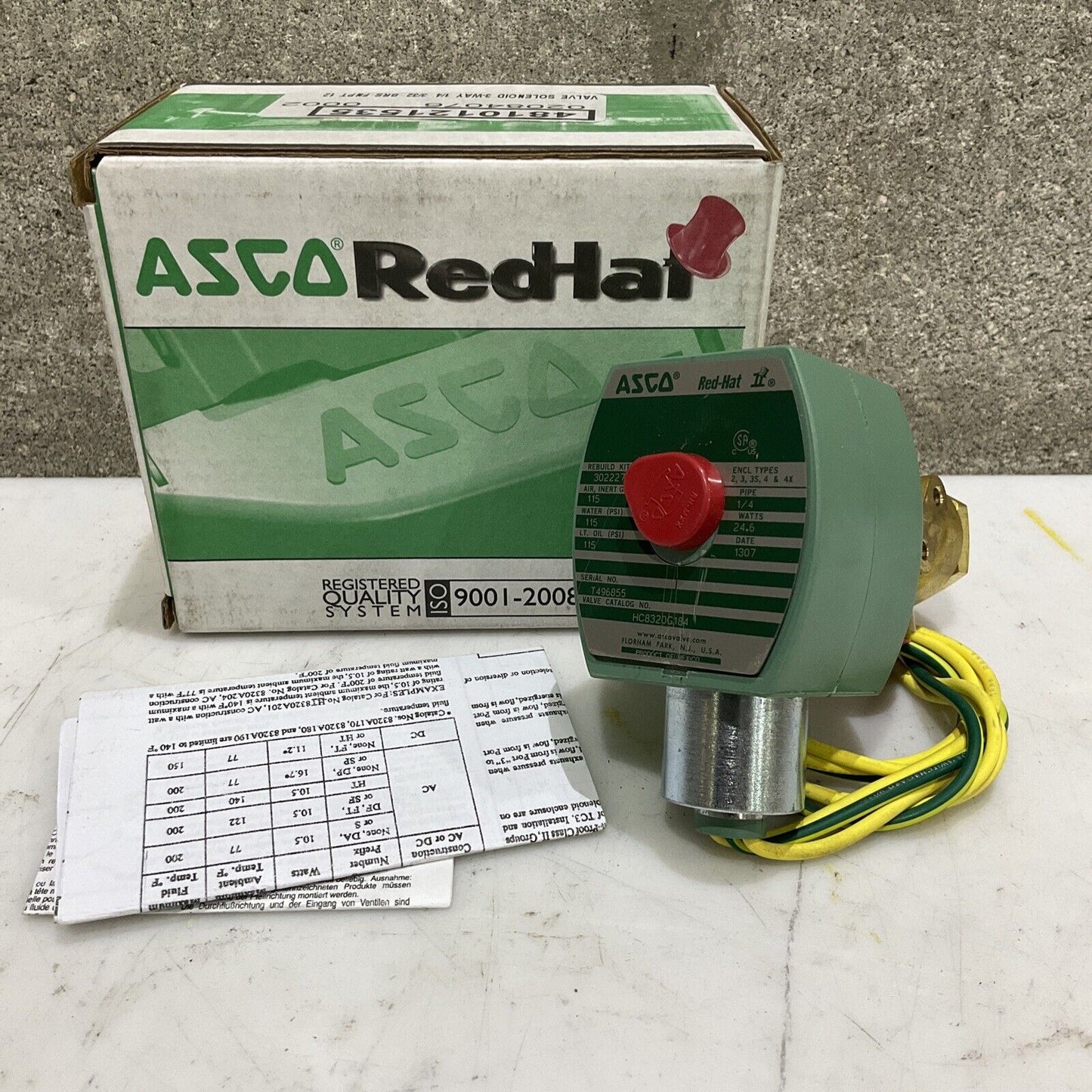 ASCO HC8320G184 SOLENOID VALVE 1/4” 115 PSI 24 W 125 DC 373