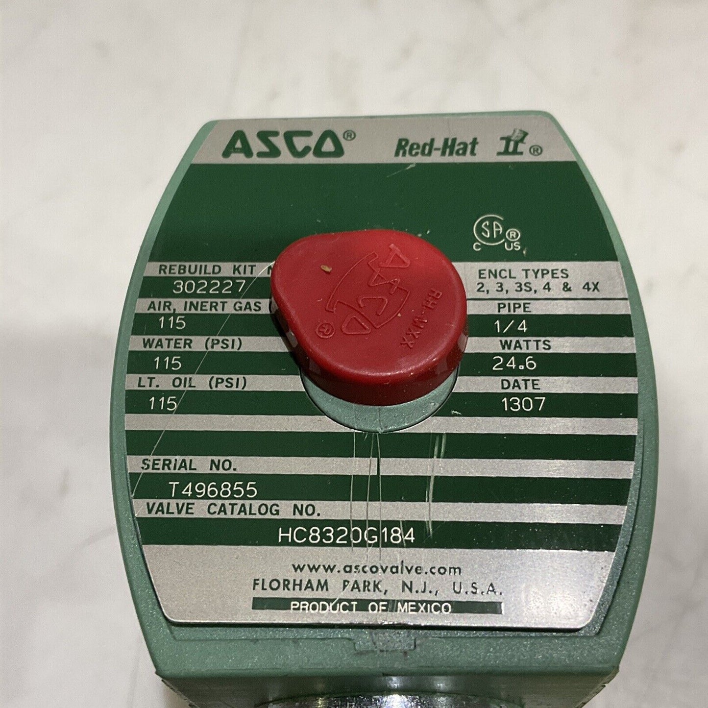 ASCO HC8320G184 SOLENOID VALVE 1/4” 115 PSI 24 W 125 DC 373