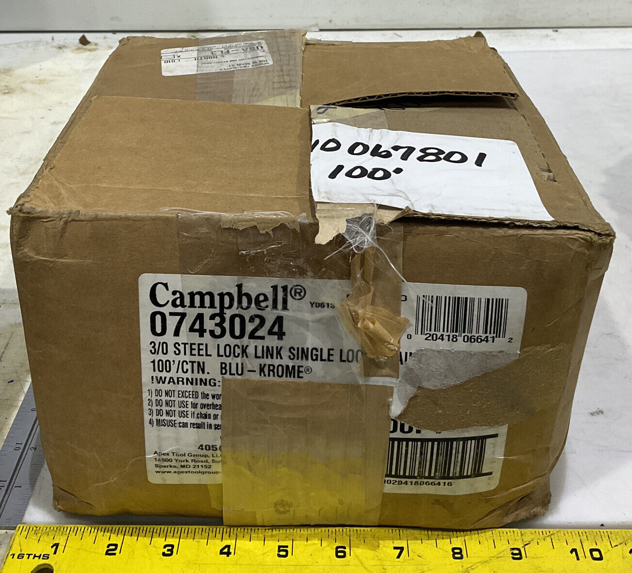 CAMPBELL 0743024 3/0 STEEL 100” BLU-KROME CHAIN 373