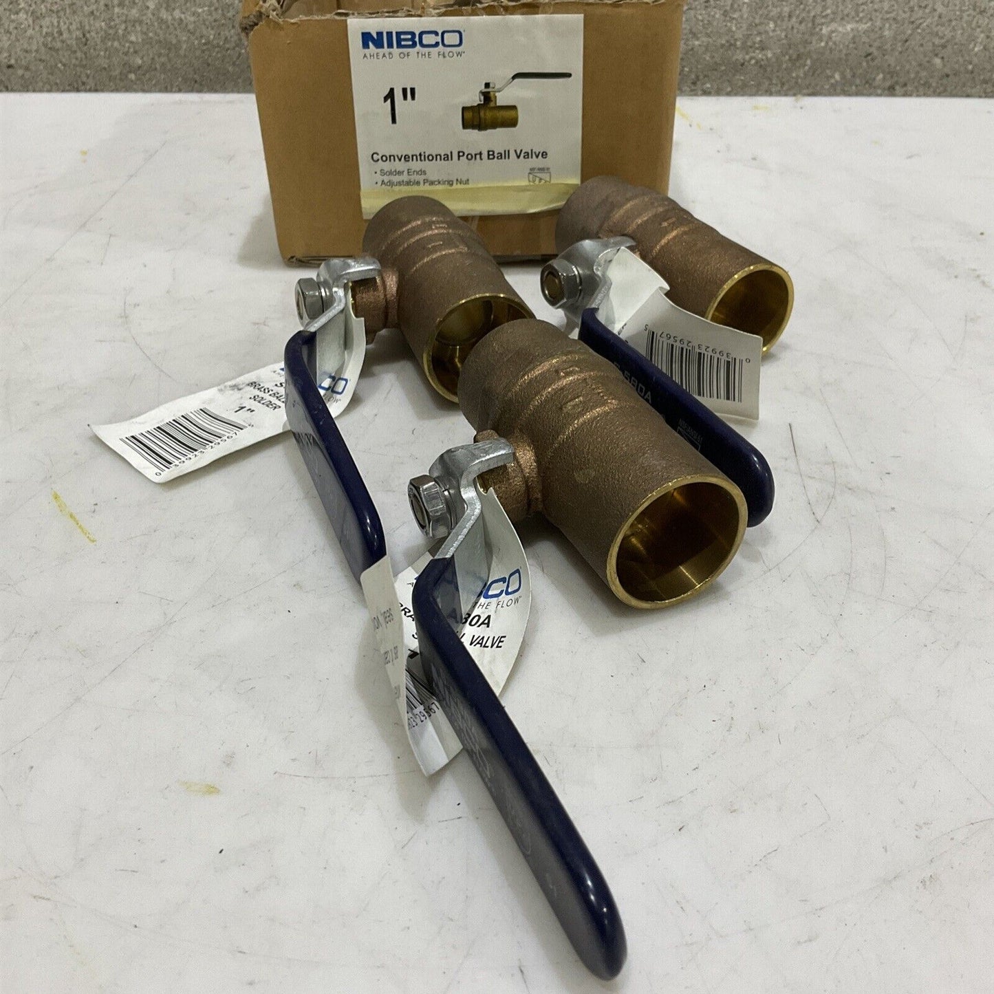 NIBCO S-580A BRASS BALL VALVE 1” SOLDER LOT OF 3 373