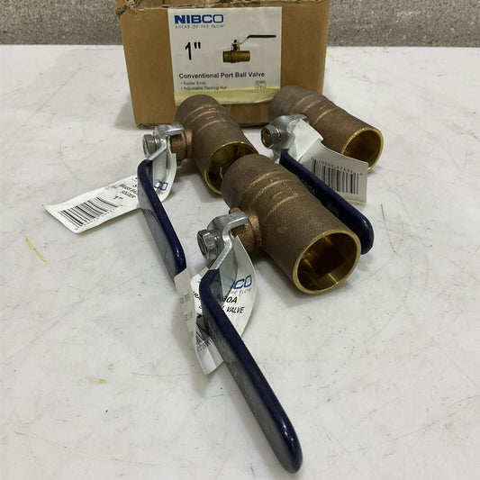 NIBCO S-580A BRASS BALL VALVE 1” SOLDER LOT OF 3 373