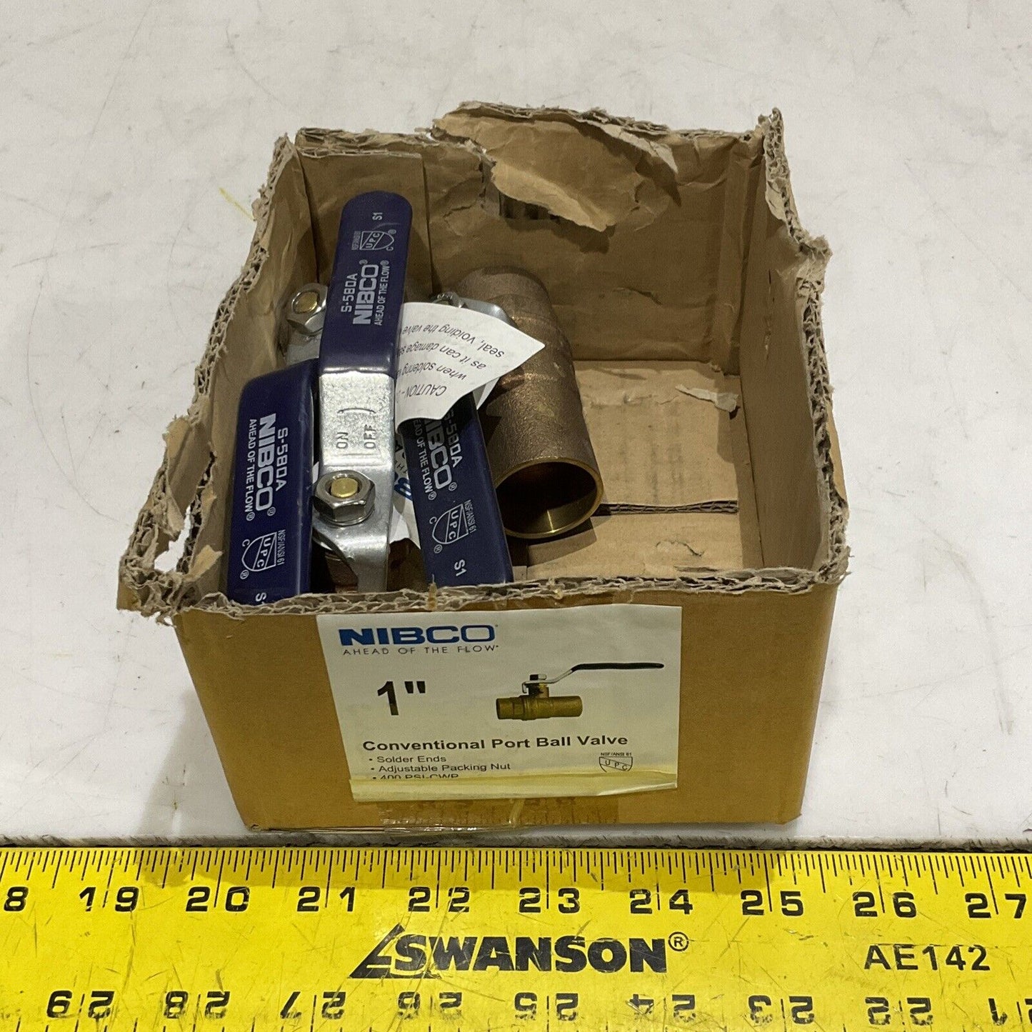NIBCO S-580A BRASS BALL VALVE 1” SOLDER LOT OF 3 373