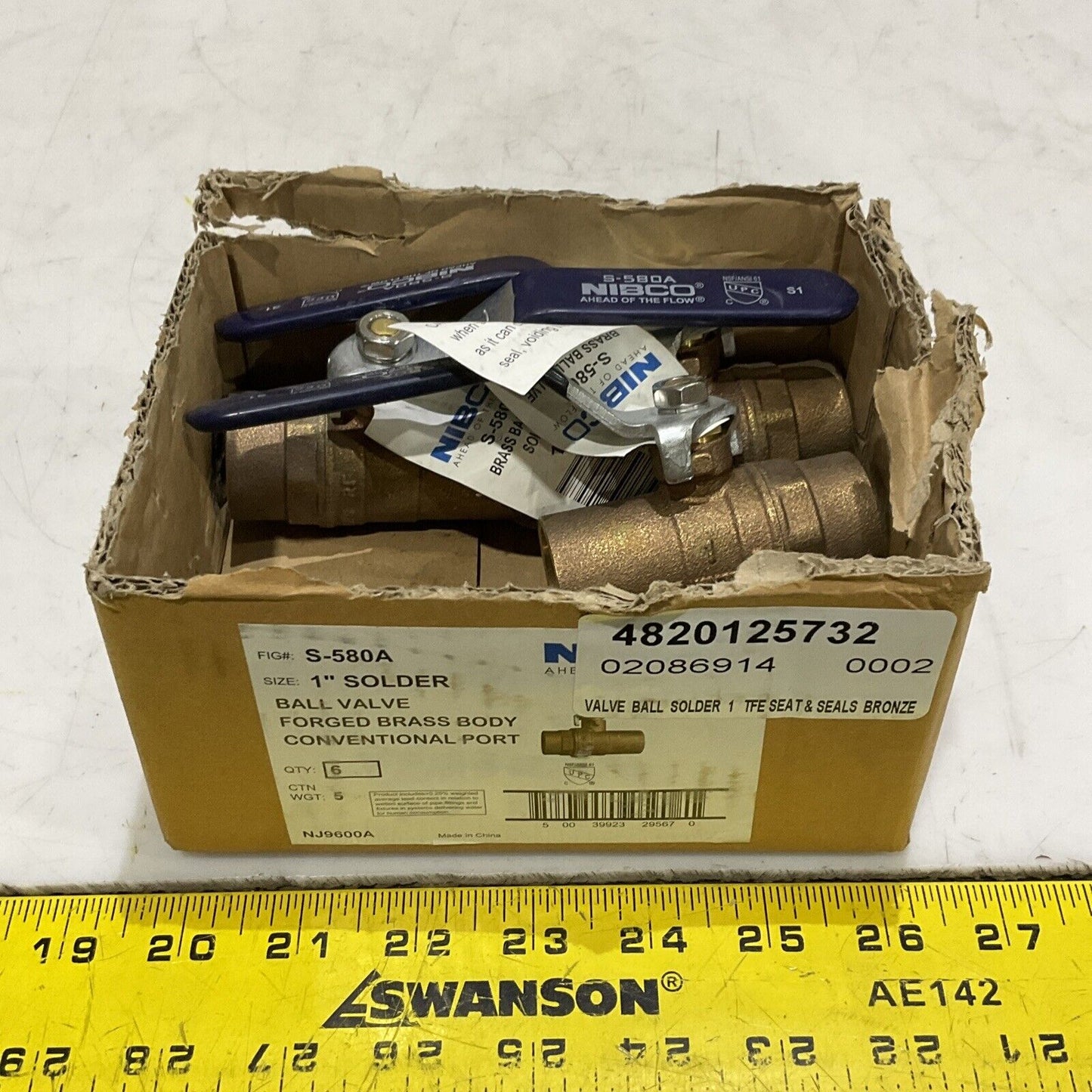 NIBCO S-580A BRASS BALL VALVE 1” SOLDER LOT OF 3 373