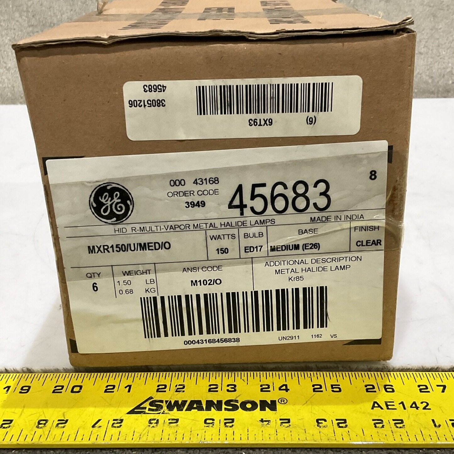 GENERAL ELECTRIC 45683 MULTI-VAPOR QUARTZ LAMP MXR150/U/MED/O LOT OF 6 373