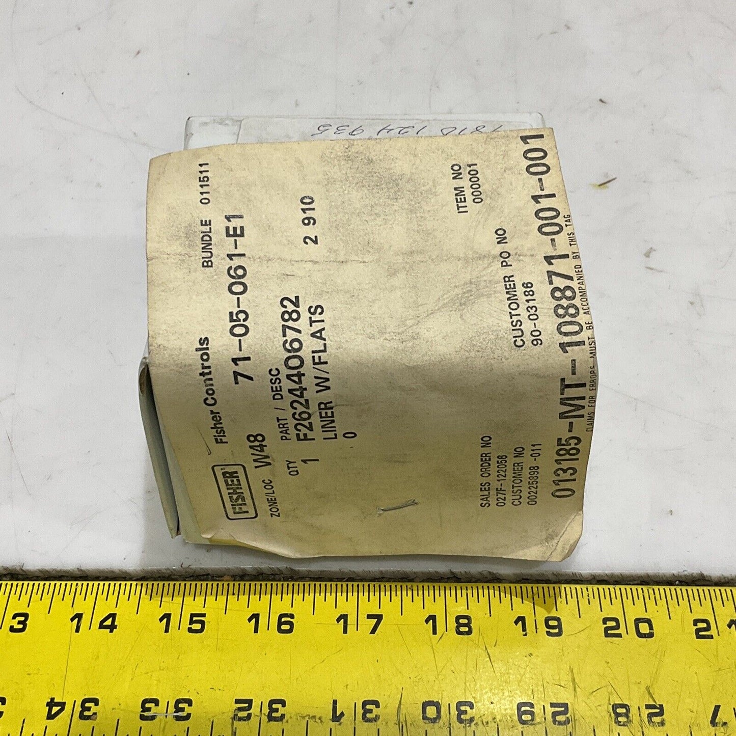 FISHER F2524406782 LINER WITH FLATS TYPE 9100 SIZE 2 373