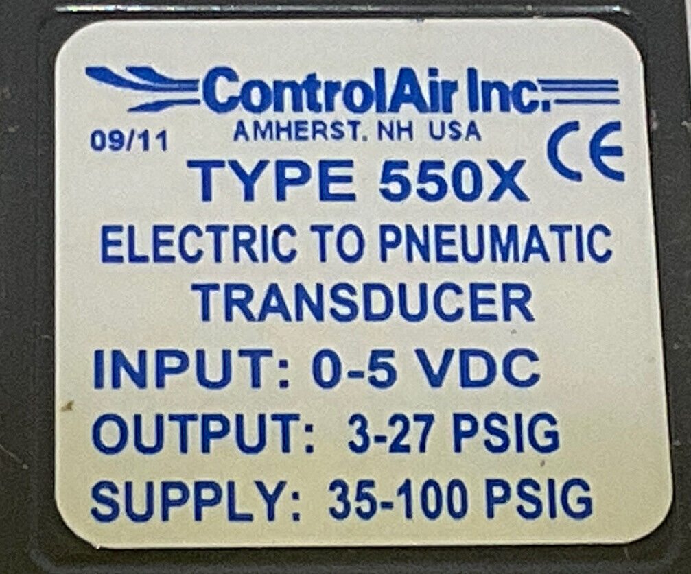 CONTROLAIR 550-CDA 0-5V 3-27PSI ELECTRONIC PRESSURE REGULATOR 373