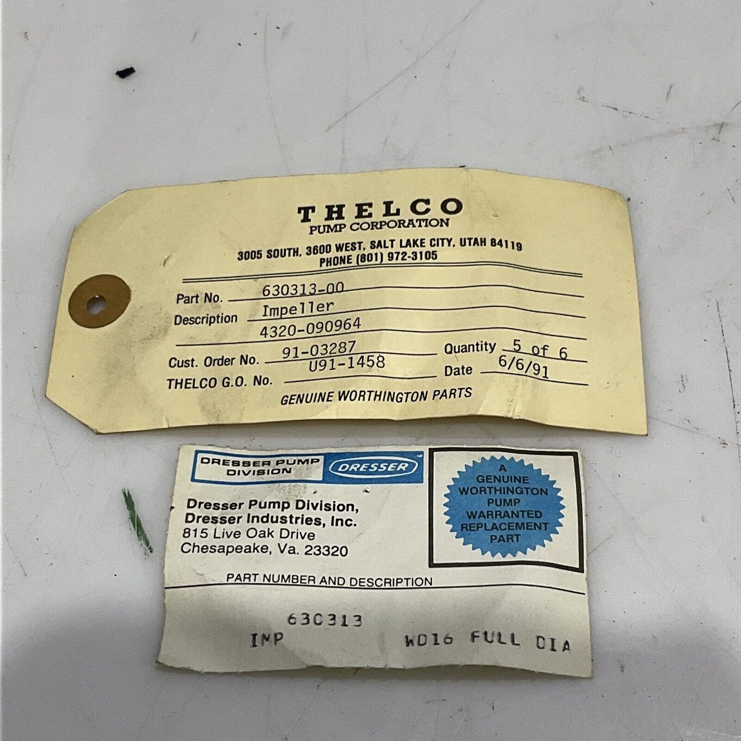 WORTHINGTON THELCO DRESSER 630313-00 4320-090964 IMPELLER 373