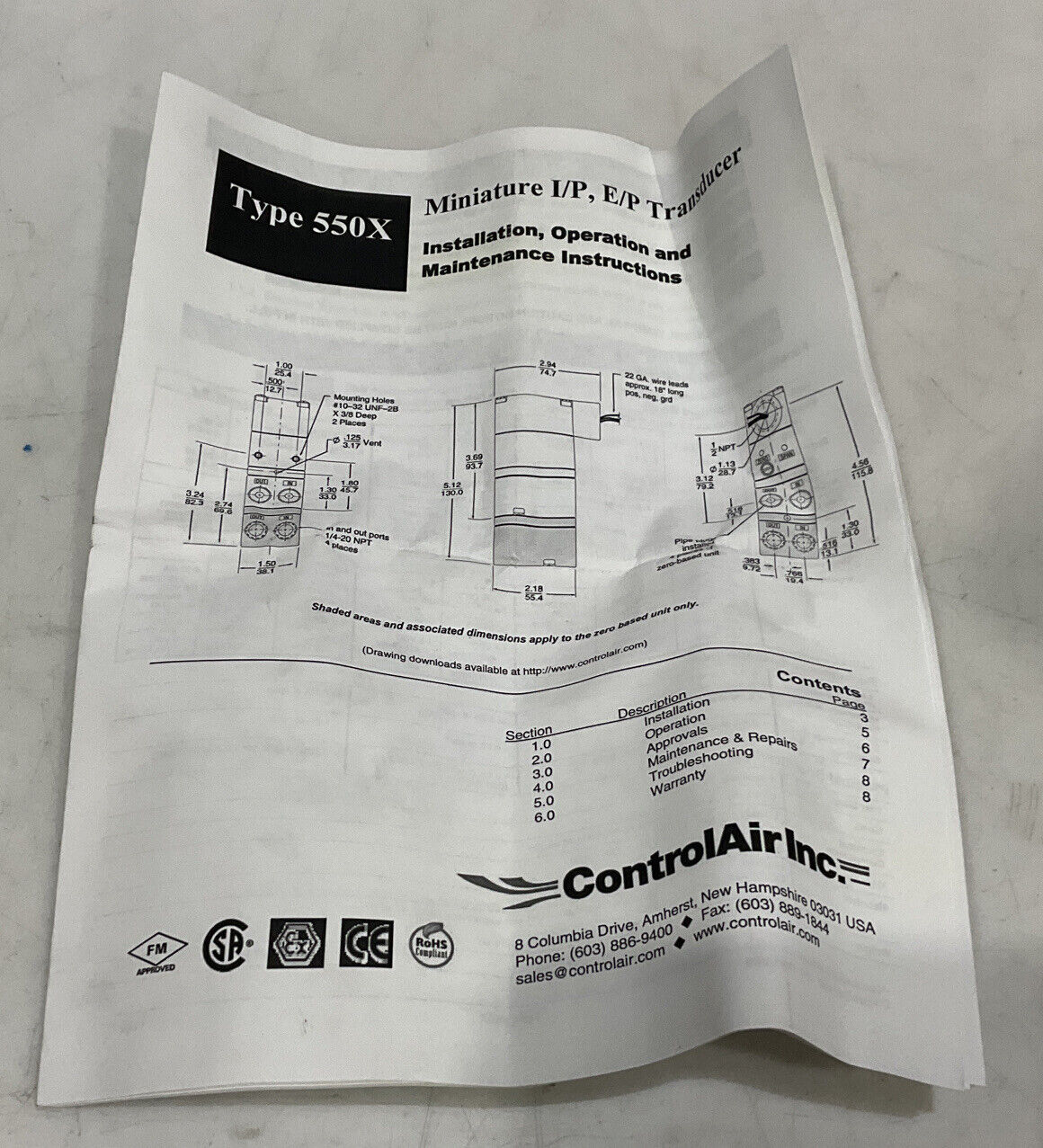 CONTROLAIR 550-CDA 0-5V 3-27PSI ELECTRONIC PRESSURE REGULATOR 373