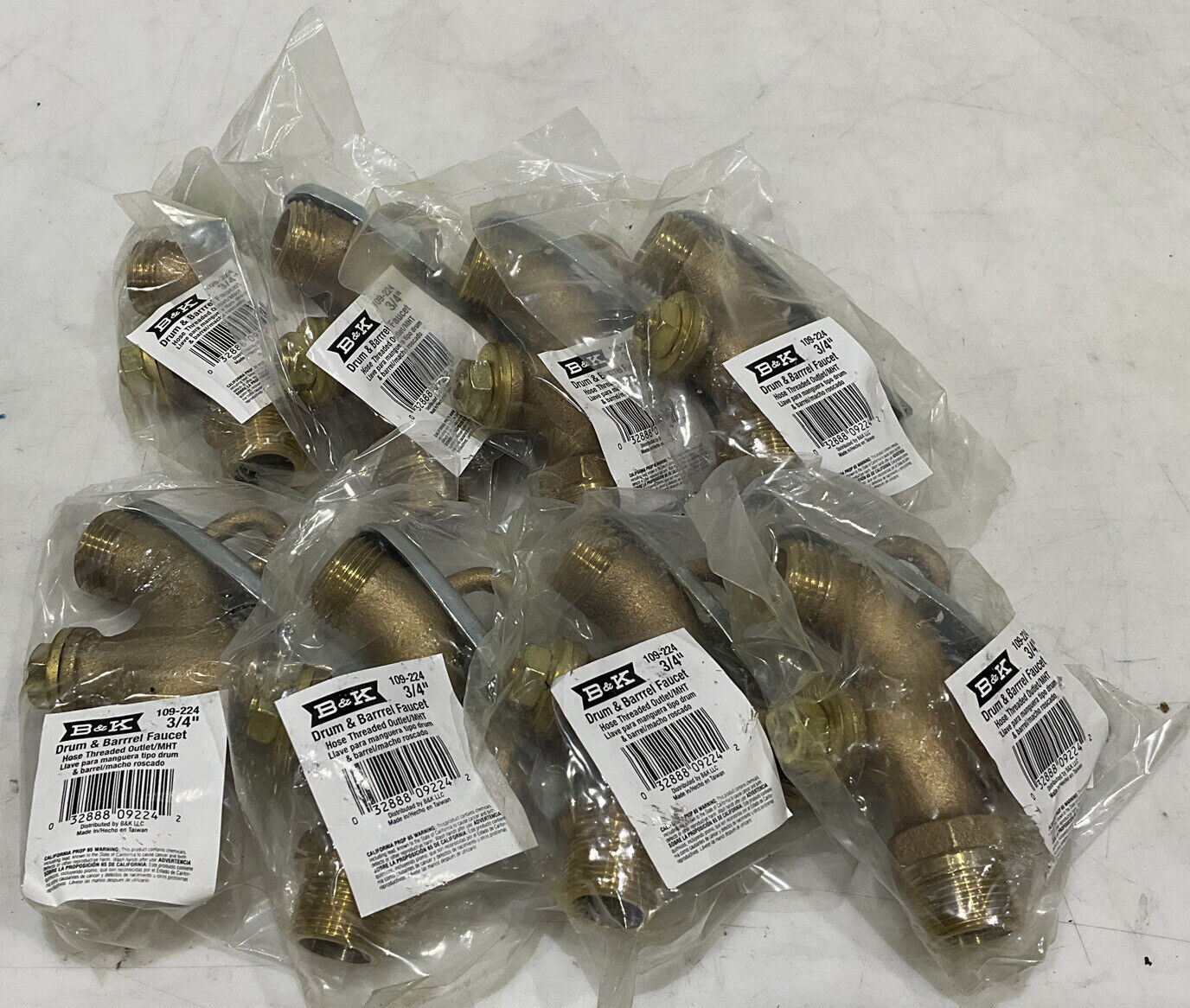 B&K PROLINE 109-224 3/4” DRUM AND BARREL FAUCET LOT OF 8 373