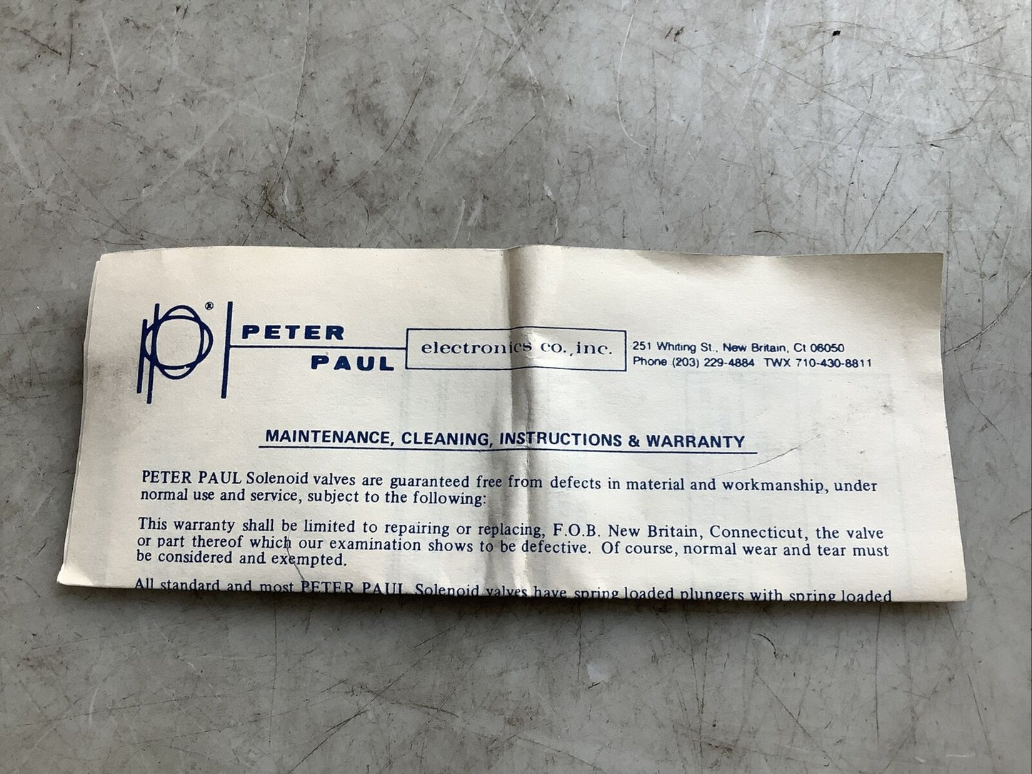 PETER PAUL ELECTRONICS 26Z00300CM SOLENOID VALVE 120V 12W 75PSI 3/32IN 373