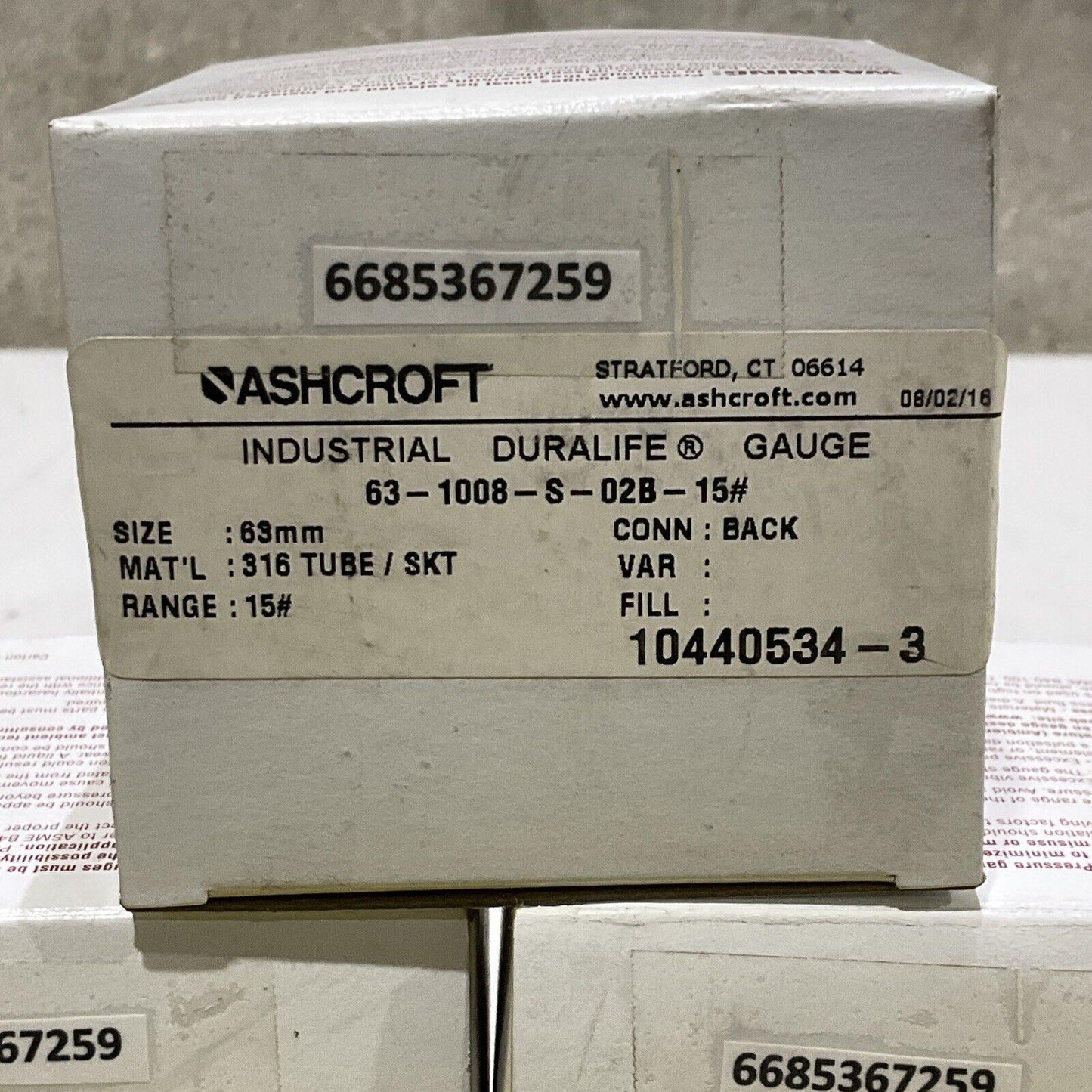 ASHCROFT 63-1008-S-02B-15 GAUGE DURALIFE 63MM LOT OF 3 373