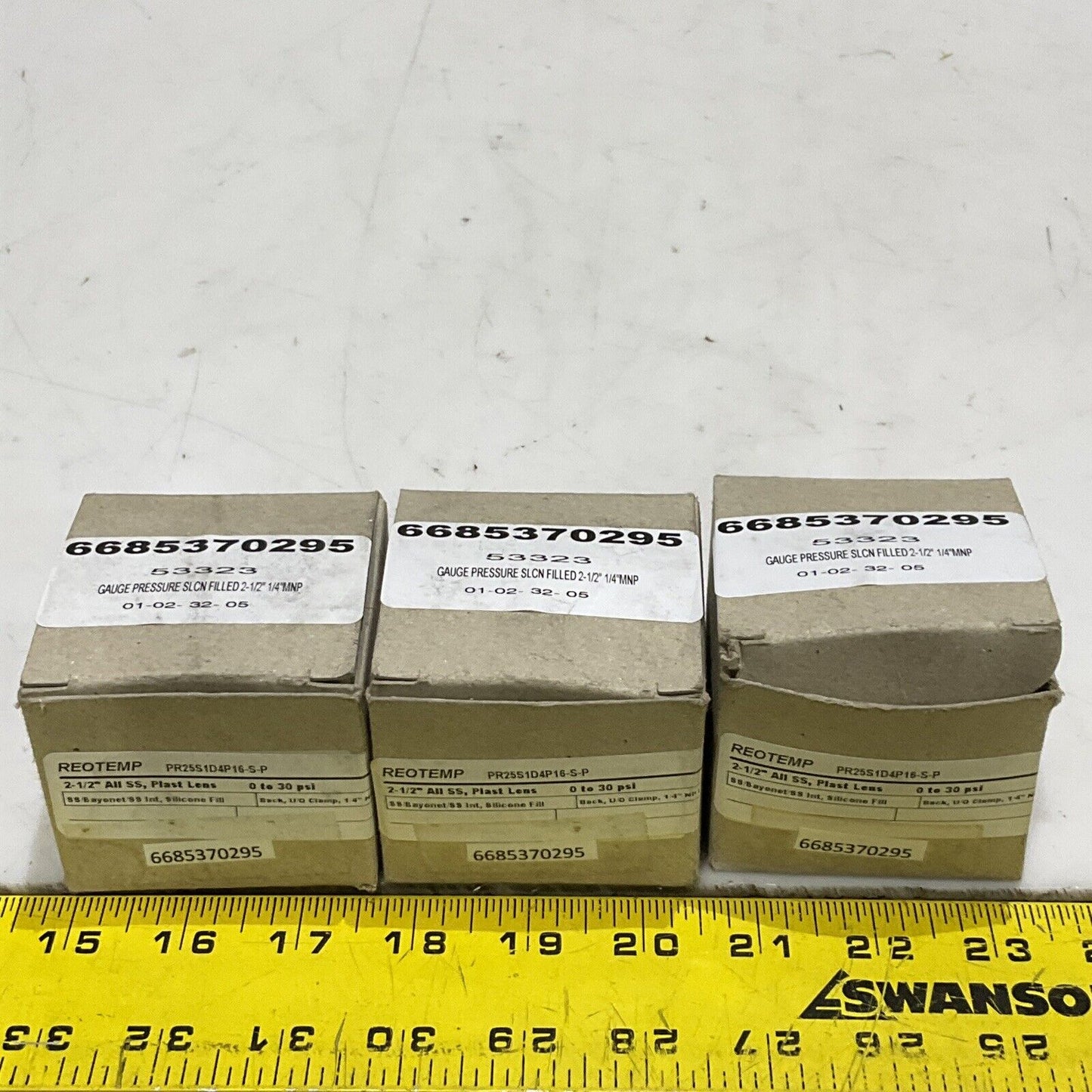REOTEMP PR25S1D4P16-S-P FILLED PRESSURE GAUGE 2-1/2” 0-30 PSI LOT OF 3 373