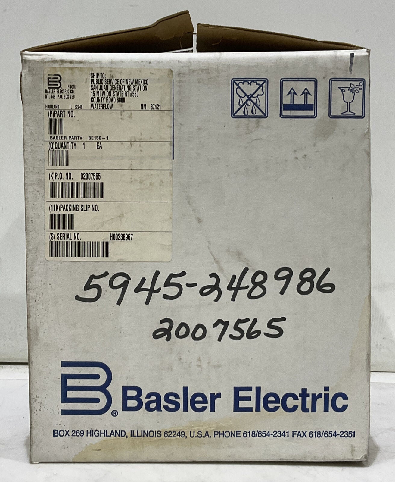 BASLER ELECTRIC BE1-50 F2EA1PA0N0F INSTANTANEOUS OVERCURRENT RELAY 373