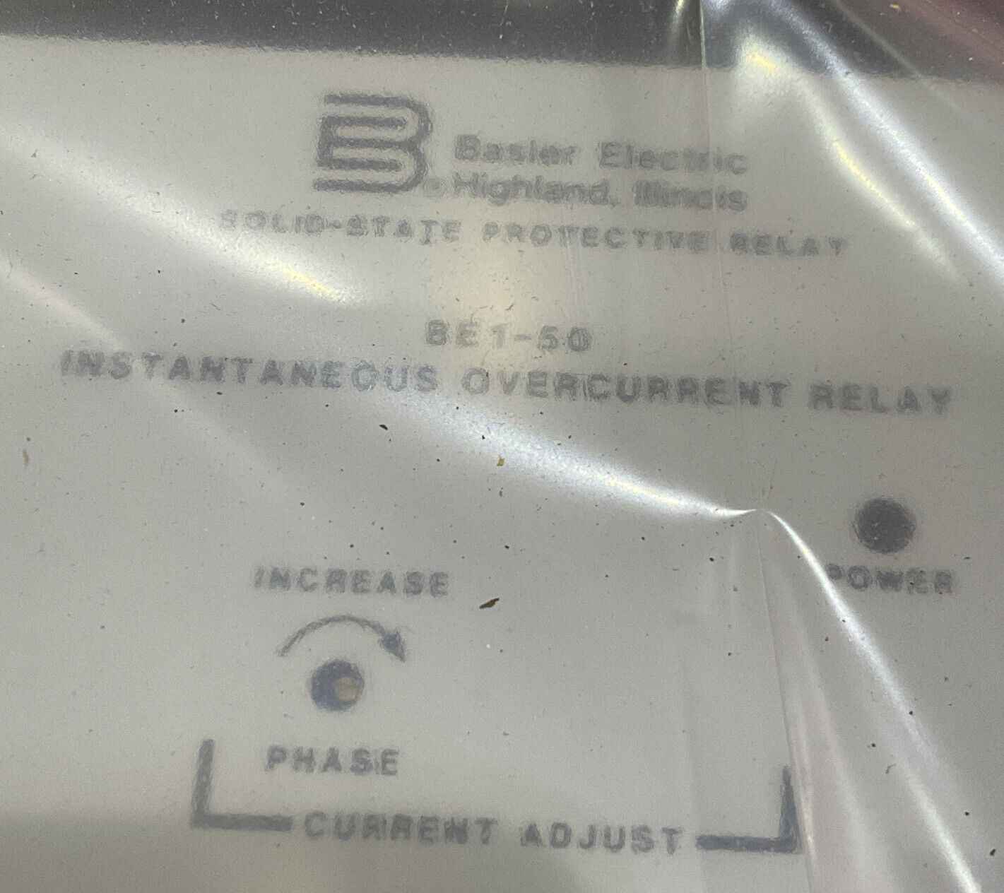 BASLER ELECTRIC BE1-50 F2EA1PA0N0F INSTANTANEOUS OVERCURRENT RELAY 373