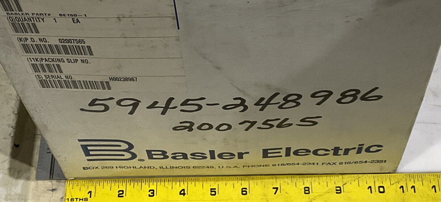 BASLER ELECTRIC BE1-50 F2EA1PA0N0F INSTANTANEOUS OVERCURRENT RELAY 373