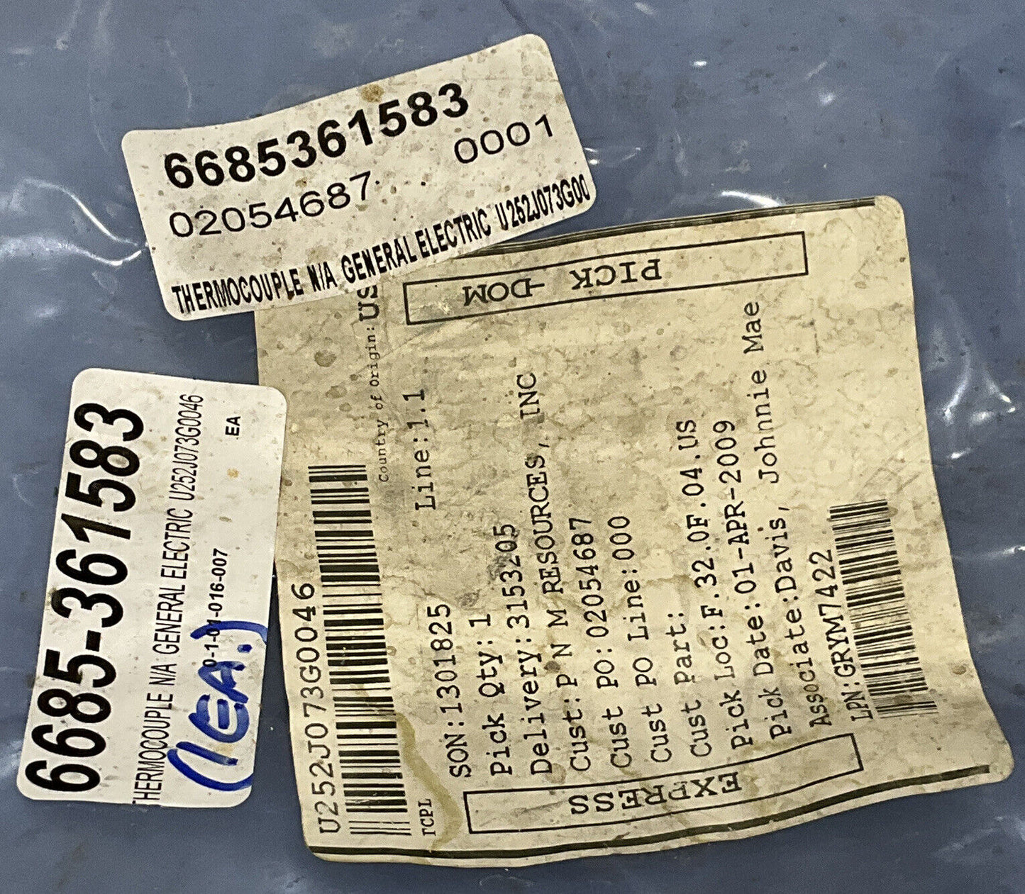 GENERAL ELECTRIC U252J073G0046 THERMOCOUPLE 373