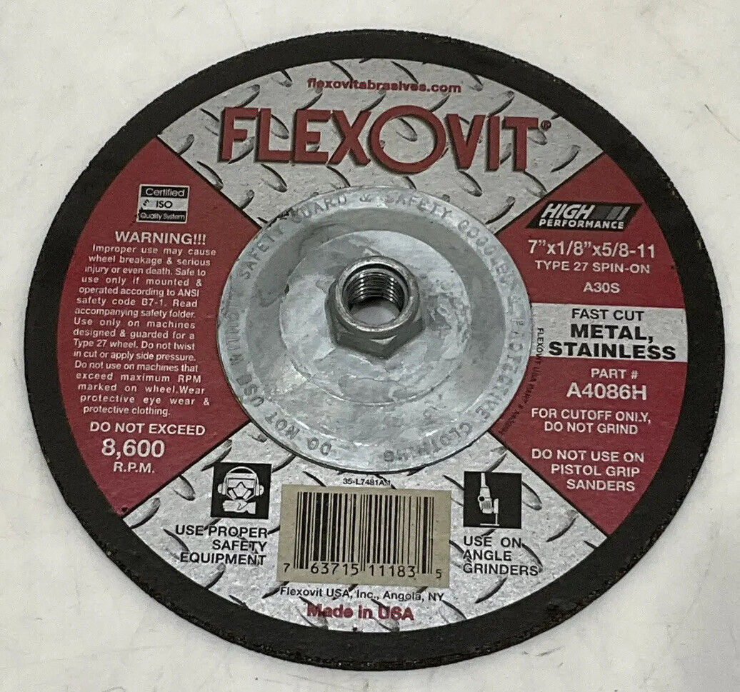 FLEXOVIT A4086H DEPRESSED CENTER CUTOFF WHEEL LOT OF 10 373