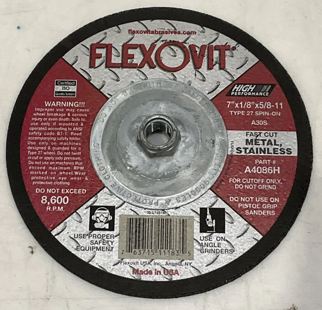 FLEXOVIT A4086H DEPRESSED CENTER CUTOFF WHEEL LOT OF 10 373