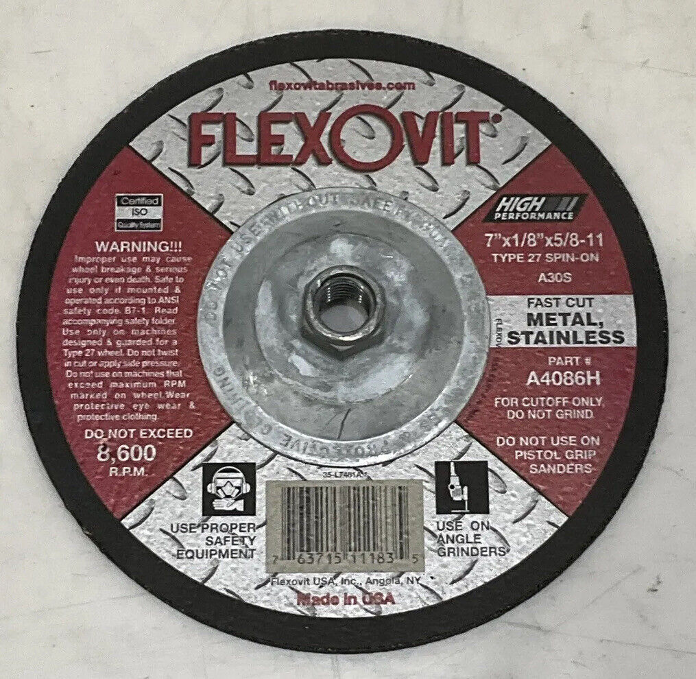 FLEXOVIT A4086H DEPRESSED CENTER CUTOFF WHEEL LOT OF 10 373
