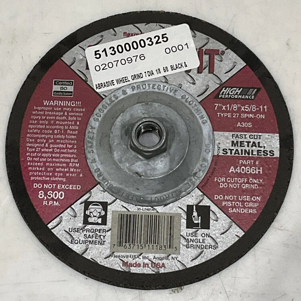 FLEXOVIT A4086H DEPRESSED CENTER CUTOFF WHEEL LOT OF 10 373
