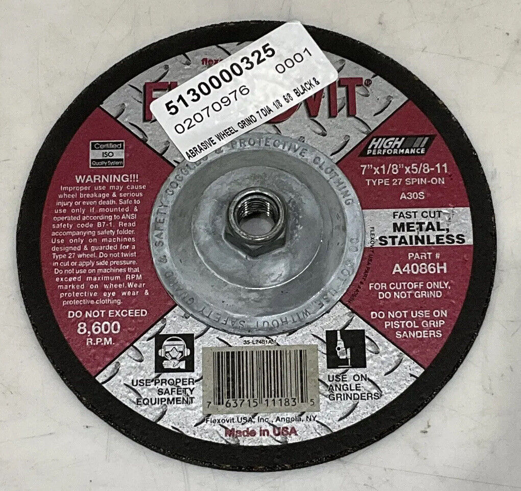 FLEXOVIT A4086H DEPRESSED CENTER CUTOFF WHEEL LOT OF 10 373