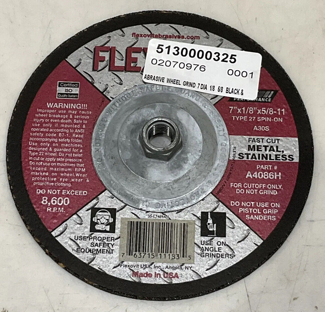 FLEXOVIT A4086H DEPRESSED CENTER CUTOFF WHEEL LOT OF 10 373