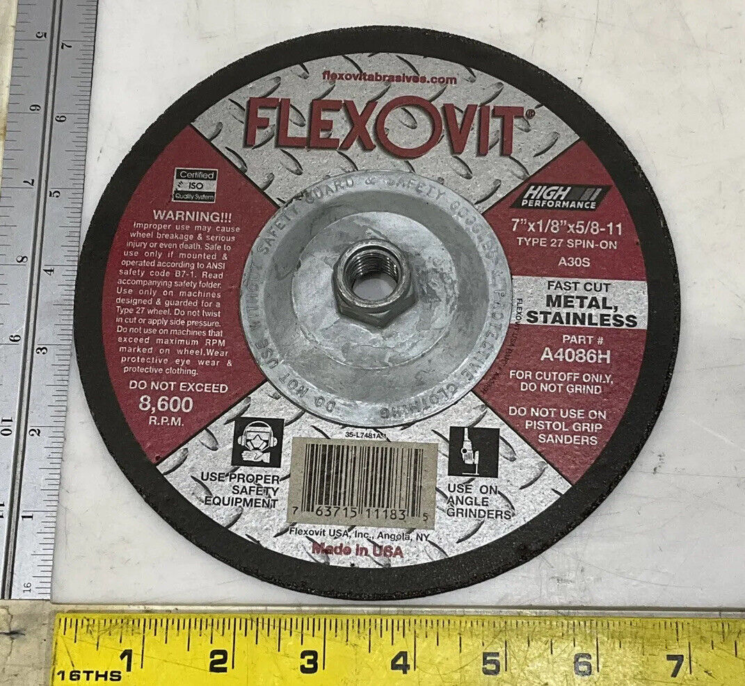 FLEXOVIT A4086H DEPRESSED CENTER CUTOFF WHEEL LOT OF 10 373