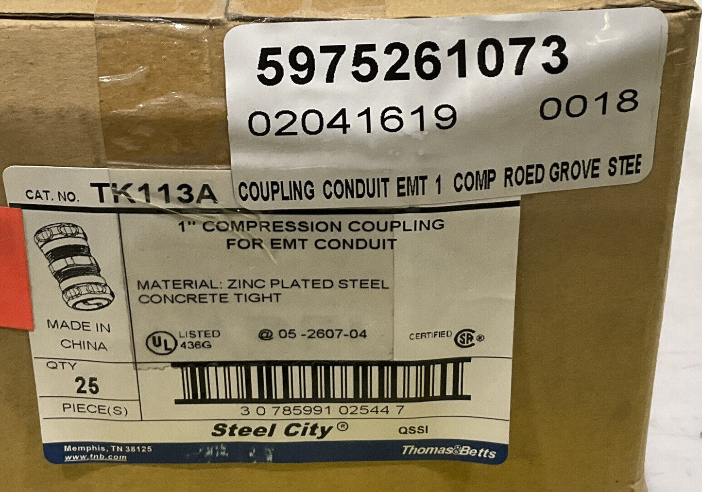 EATON TK113A 1” COMPRESSION COUPLING LOT OF 25 373