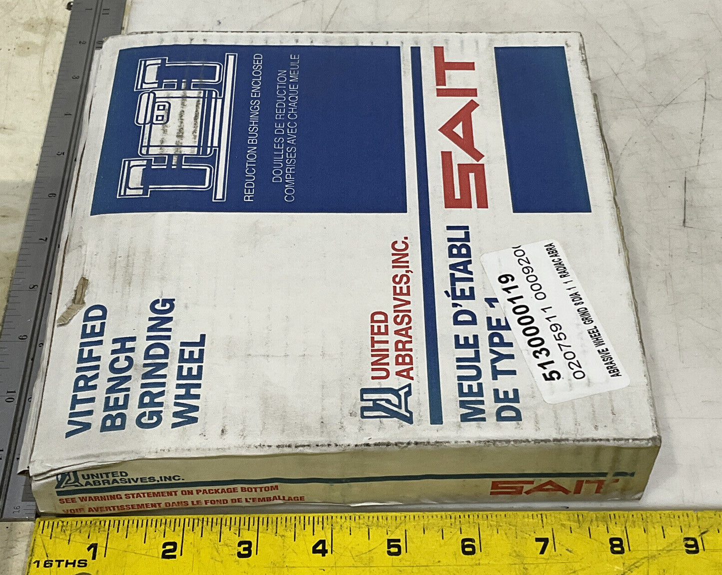UNITED ABRASIVES 28024 TYPE 1 BENCH GRINDER WHEEL A60X 8 X 1 X 1 VITRIFIED 373