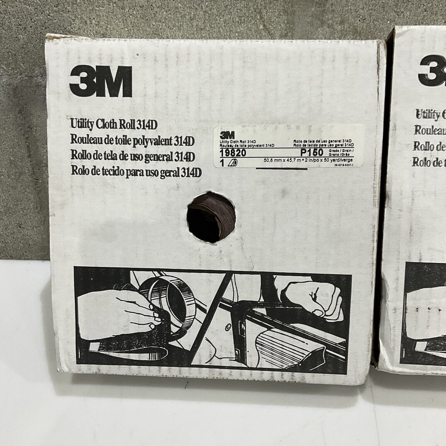 3M P150 19820 ABRASIVE UTILITY CLOTH ROLL 314D 150 GRIT 2”X 50 YARD LOT OF 3 373