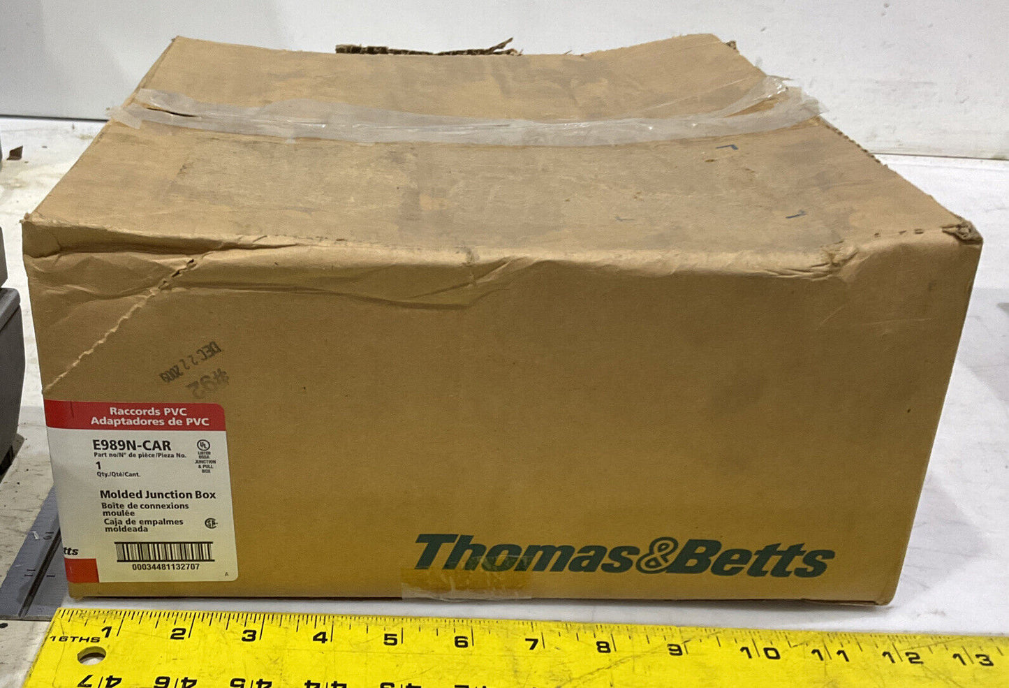 THOMAS AND BETTS E989N-CAR PVC FITTING MOLDED JUNCTION BOX 373